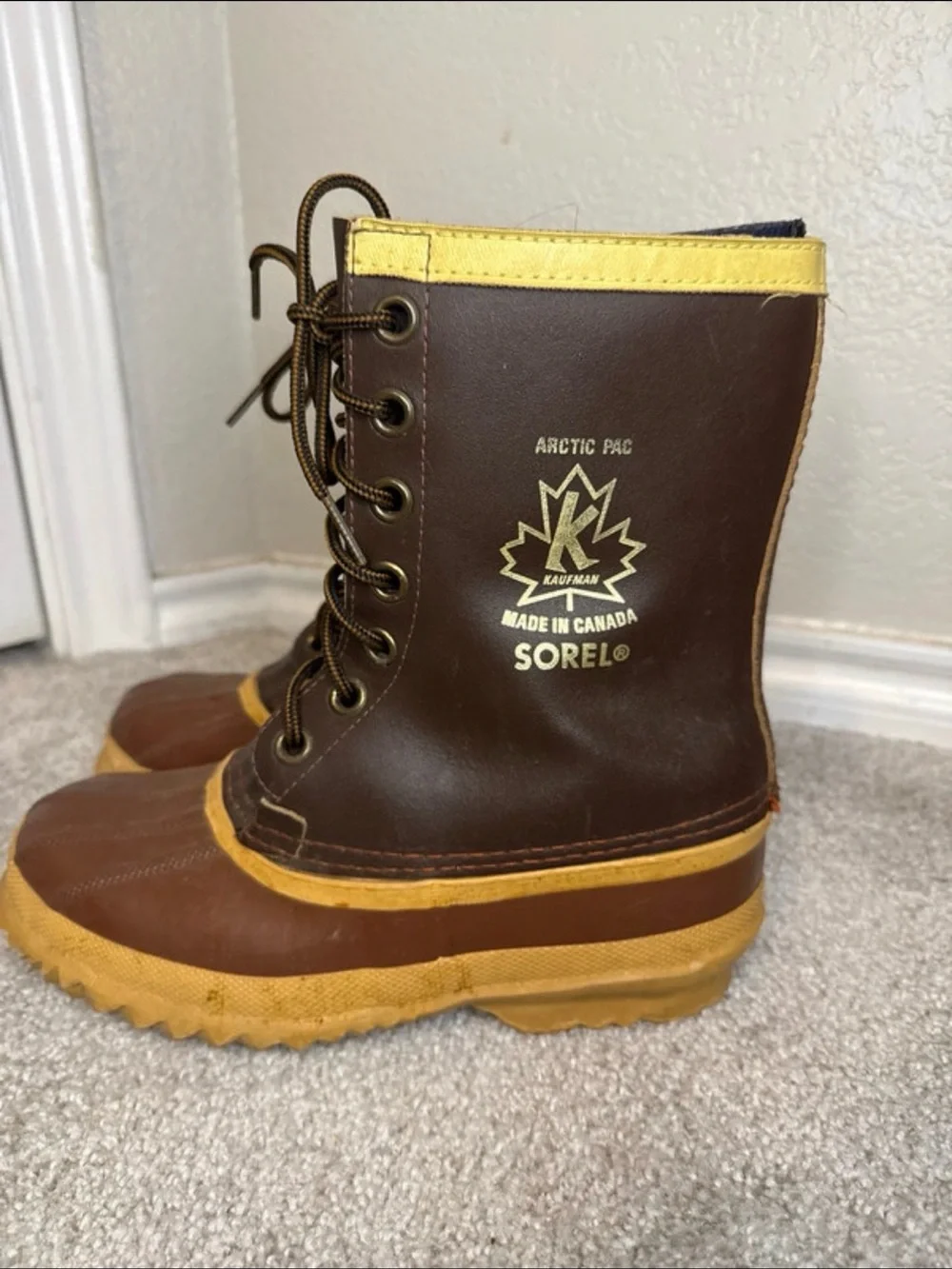 Sorel Brown and Black Lace-Up Waterproof Duck Boots